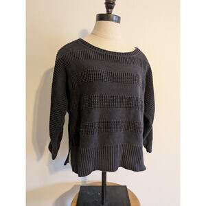 Liz Claiborne striped knit black sweater size S cotton blend